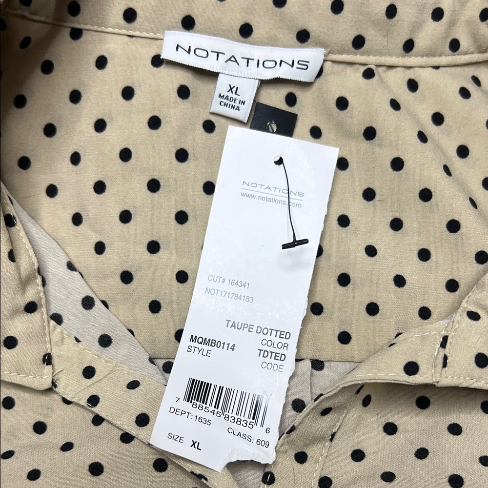Notations Taupe Dotted Blouse